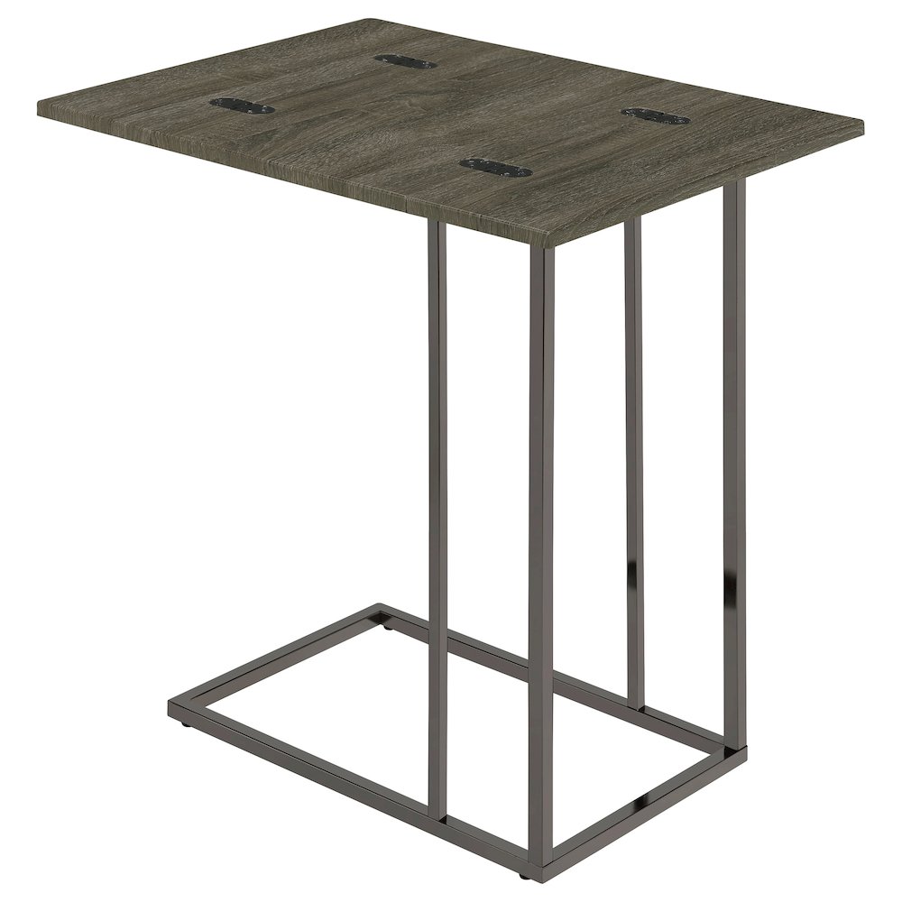 Pedro Expandable C-Shaped Sofa Side Table Weathered Grey. Picture 8