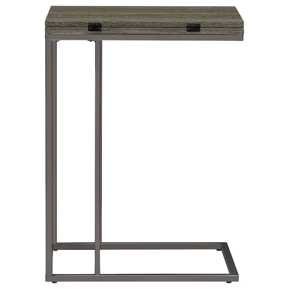 Pedro Expandable C-Shaped Sofa Side Table Weathered Grey. Picture 11