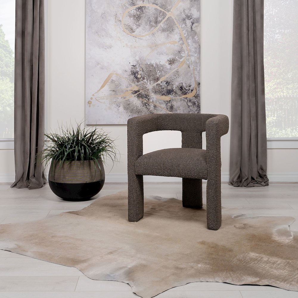 Petra Boucle Upholstered Accent Side Chair Chocolate Brown. Picture 10