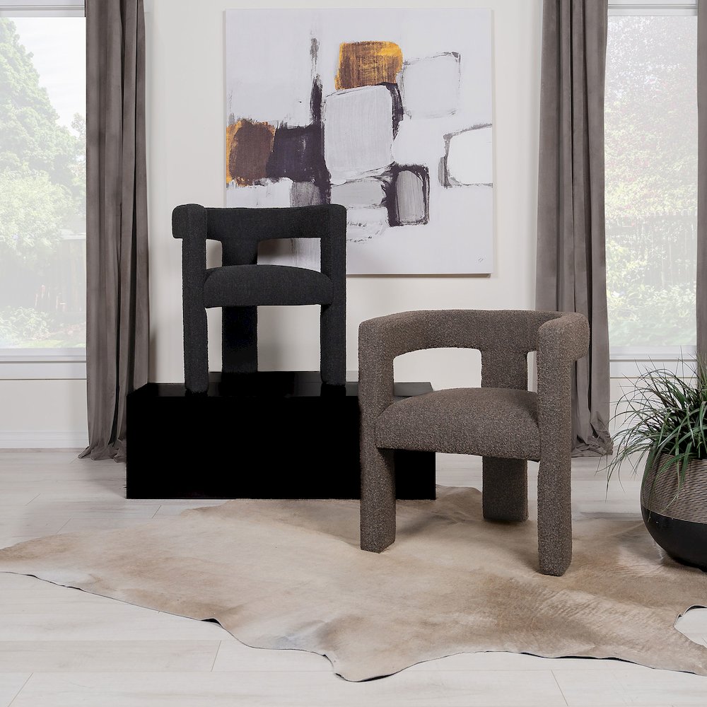 Petra Boucle Upholstered Accent Side Chair Chocolate Brown. Picture 12