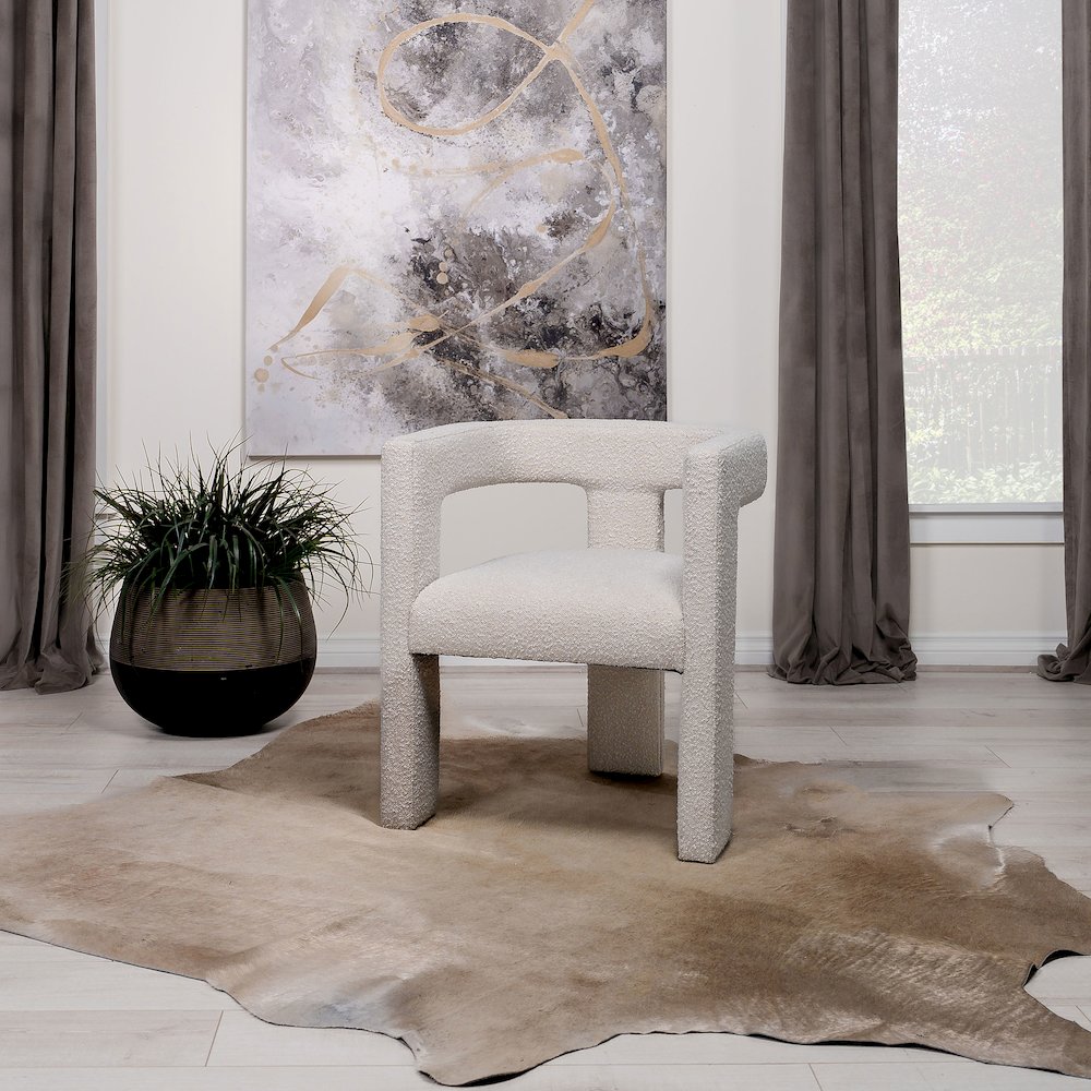 Petra Boucle Upholstered Accent Side Chair White. Picture 10