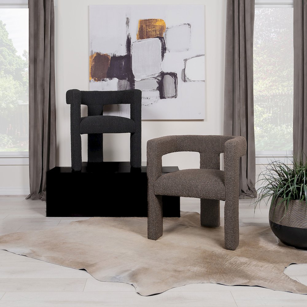 Petra Boucle Upholstered Accent Side Chair Black. Picture 12