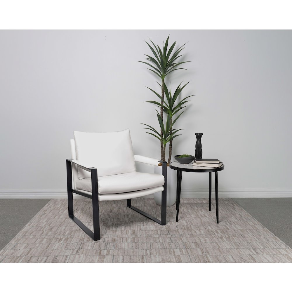 Rosalind Upholstered Track Arm Accent Chair White. Picture 9