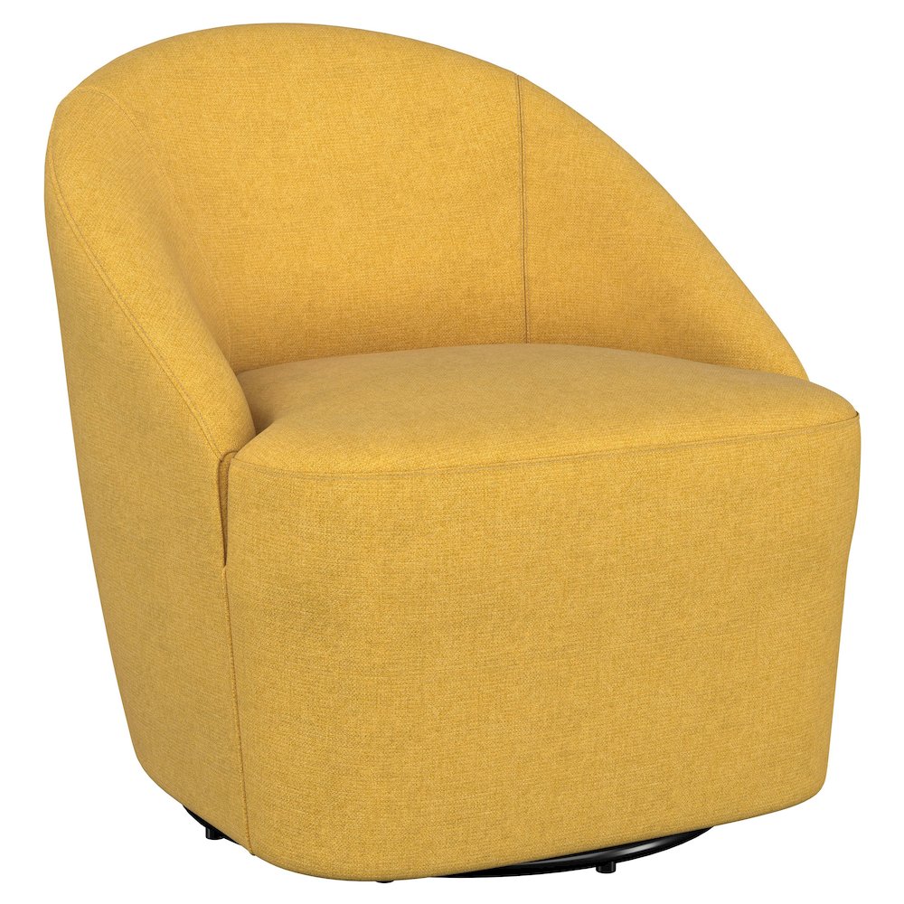 Leon Upholstered Barrel Accent Swivel Chair Mustard Yellow. Picture 1