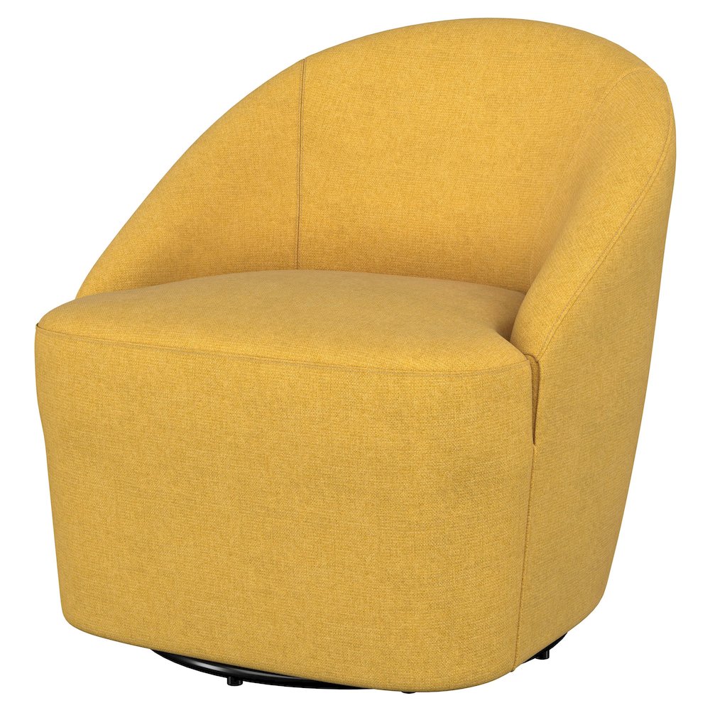 Leon Upholstered Barrel Accent Swivel Chair Mustard Yellow. Picture 4