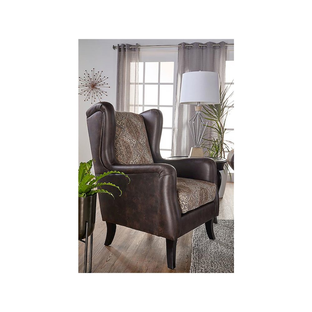 Elmbrook Upholstered Wingback Accent Club Chair Brown. Picture 5