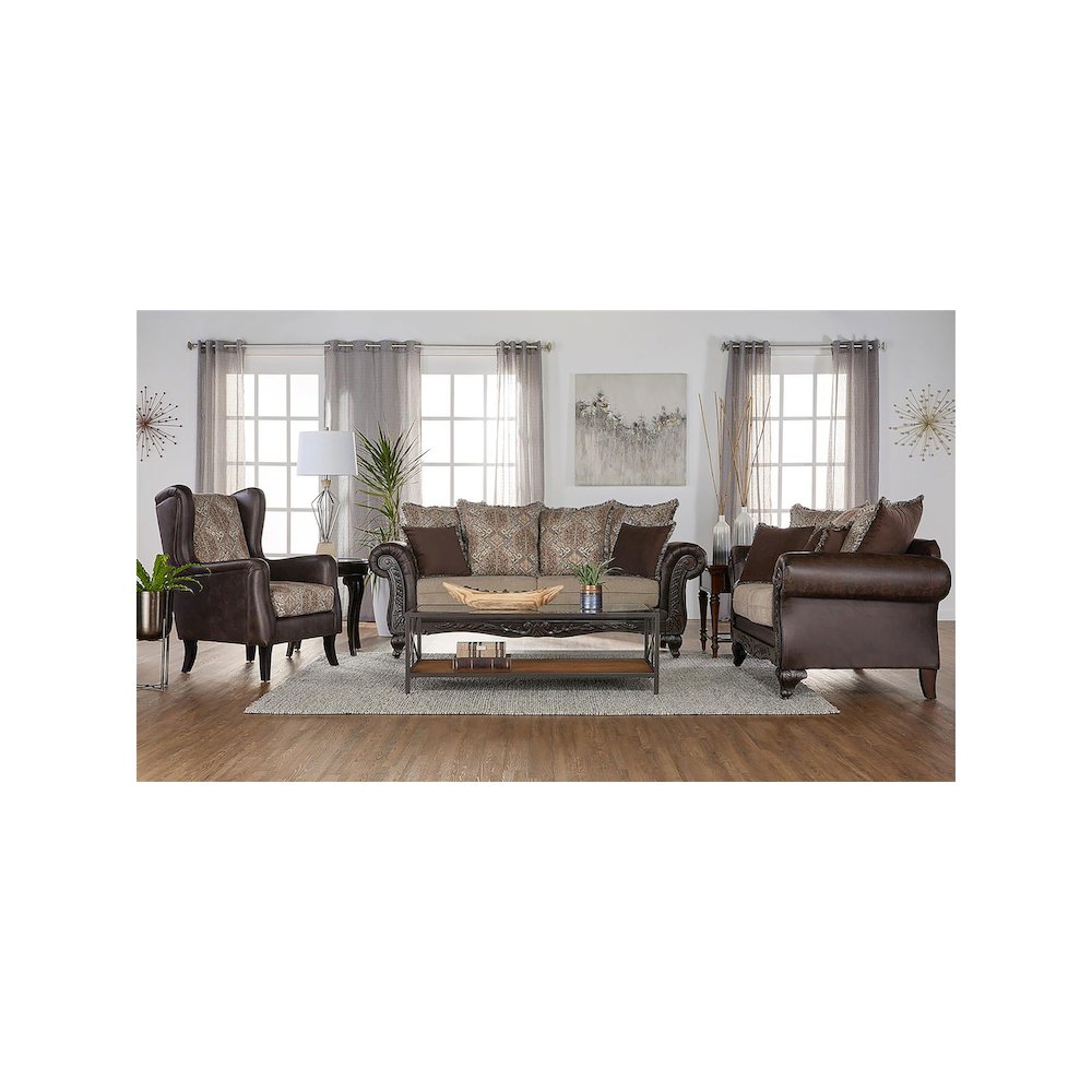 Elmbrook Upholstered Wingback Accent Club Chair Brown. Picture 7