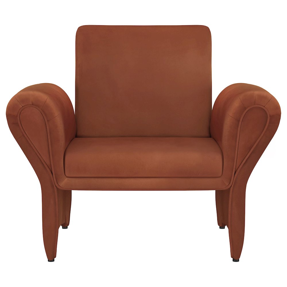 Liana Upholstered Roll Arm Accent Armchair Rust Orange. Picture 3