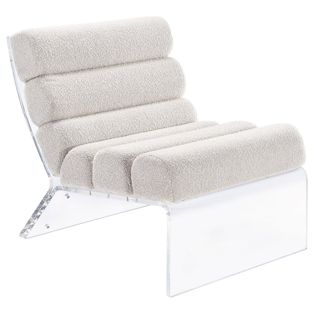 Serreta Boucle Upholstered Armless Acrylic Chair Ivory. Picture 1