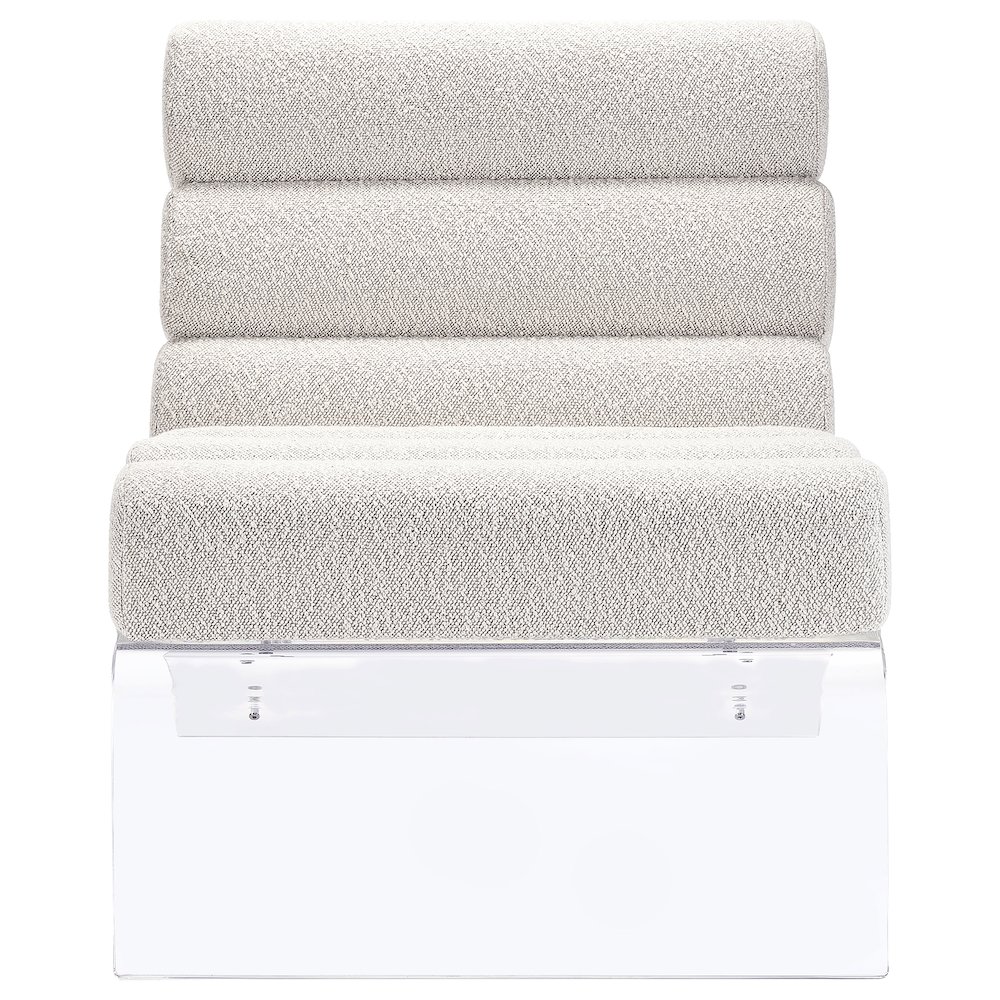 Serreta Boucle Upholstered Armless Acrylic Chair Ivory. Picture 3