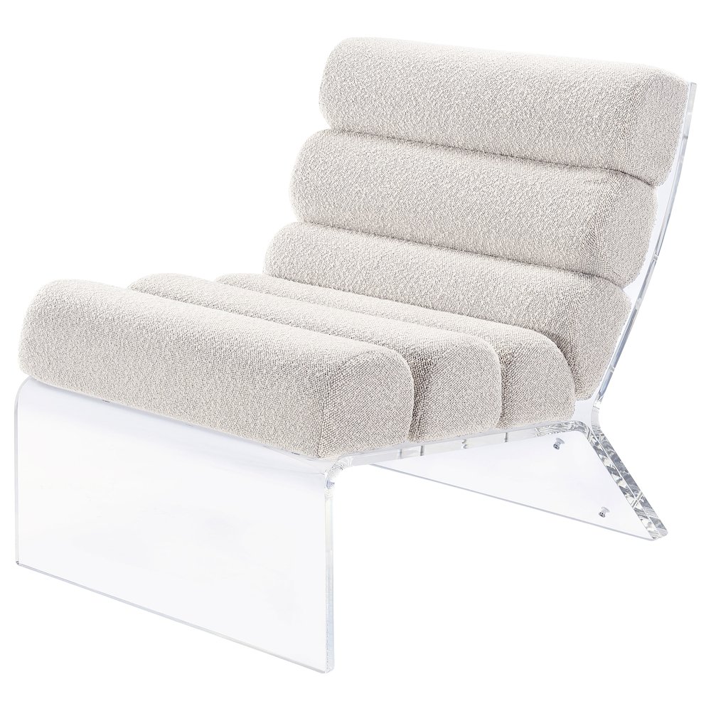 Serreta Boucle Upholstered Armless Acrylic Chair Ivory. Picture 4