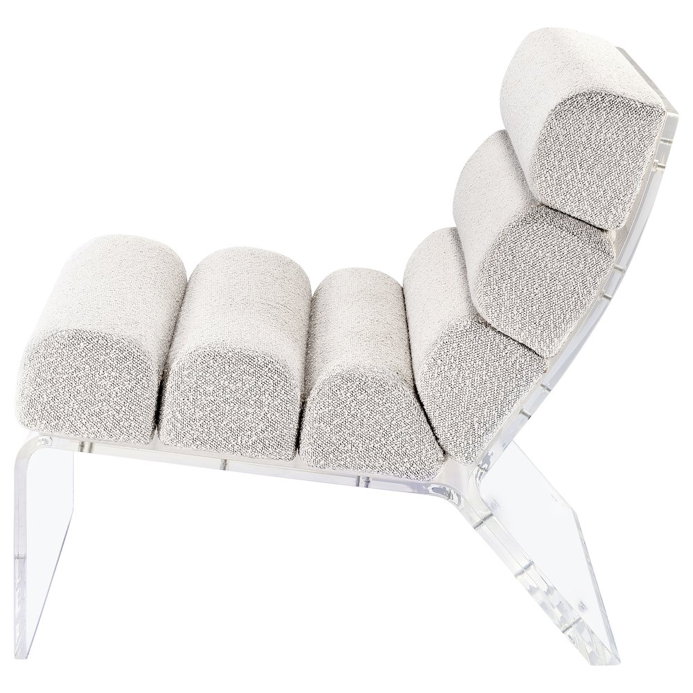 Serreta Boucle Upholstered Armless Acrylic Chair Ivory. Picture 5