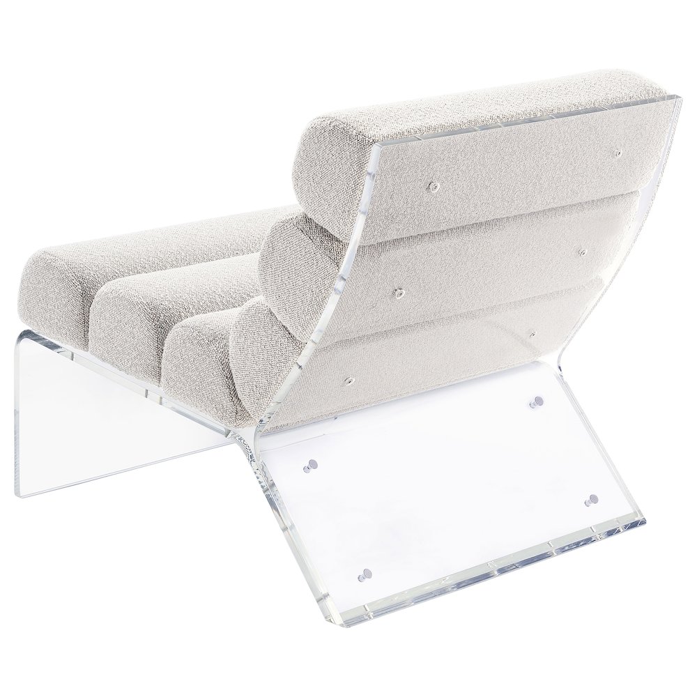Serreta Boucle Upholstered Armless Acrylic Chair Ivory. Picture 6