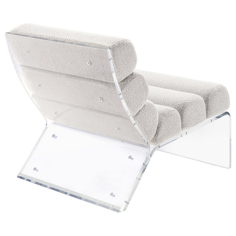 Serreta Boucle Upholstered Armless Acrylic Chair Ivory. Picture 8