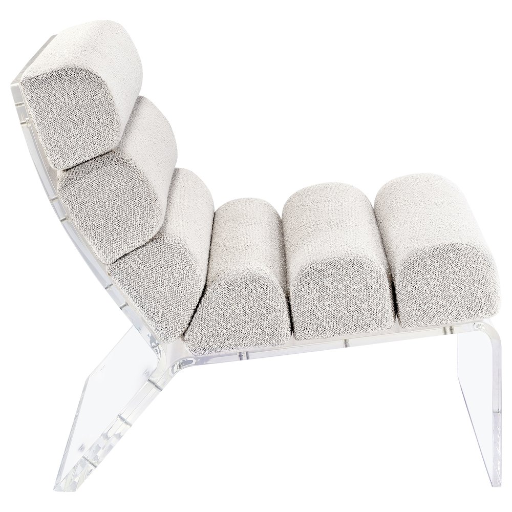 Serreta Boucle Upholstered Armless Acrylic Chair Ivory. Picture 9