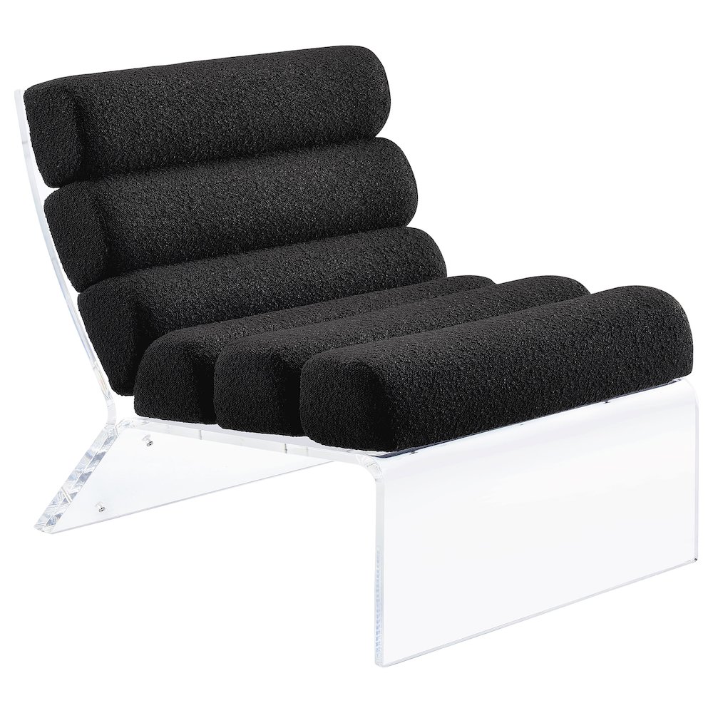 Serreta Boucle Upholstered Armless Acrylic Chair Black. Picture 1
