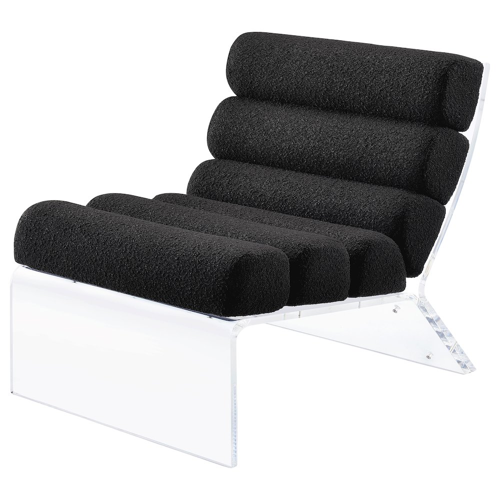 Serreta Boucle Upholstered Armless Acrylic Chair Black. Picture 4