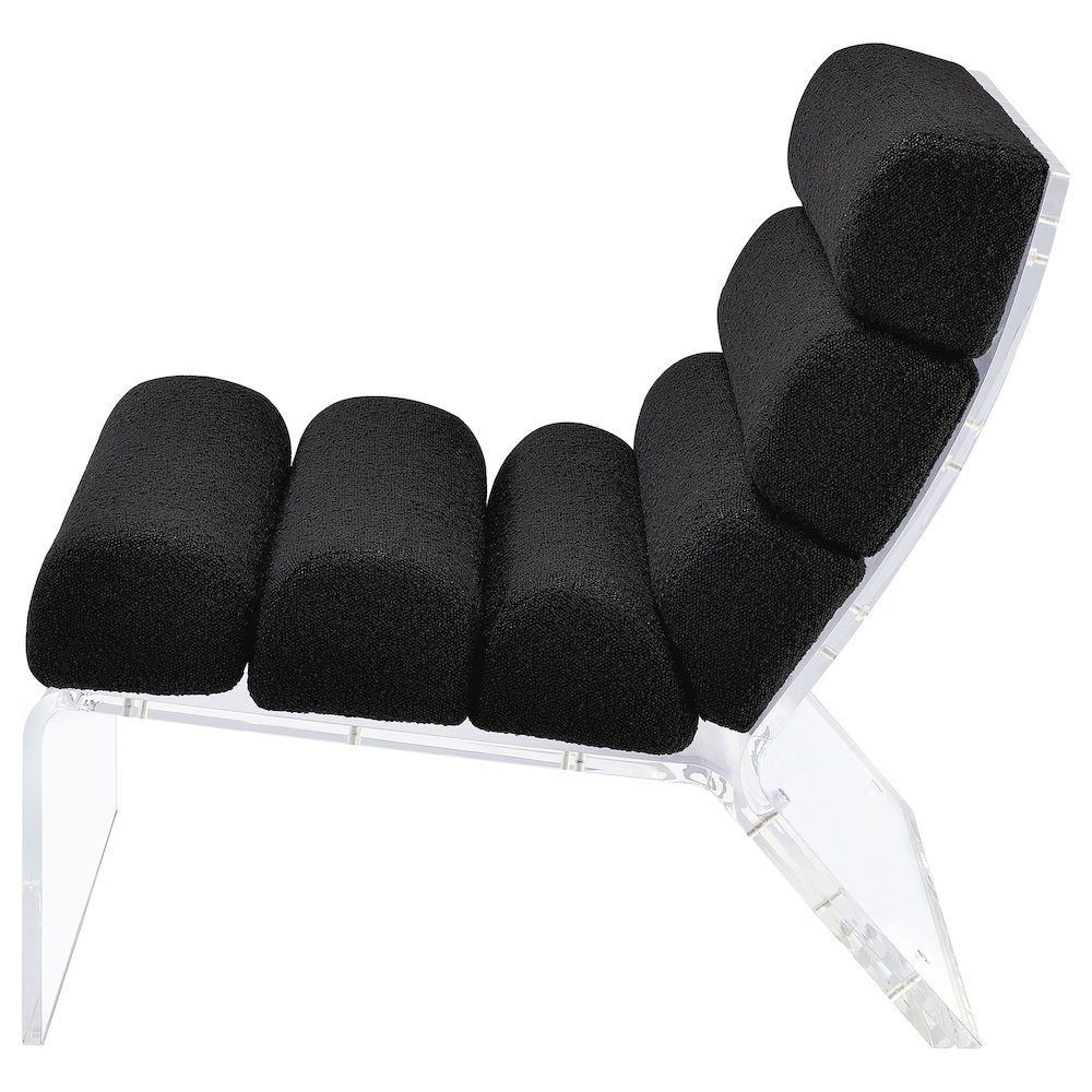 Serreta Boucle Upholstered Armless Acrylic Chair Black. Picture 5