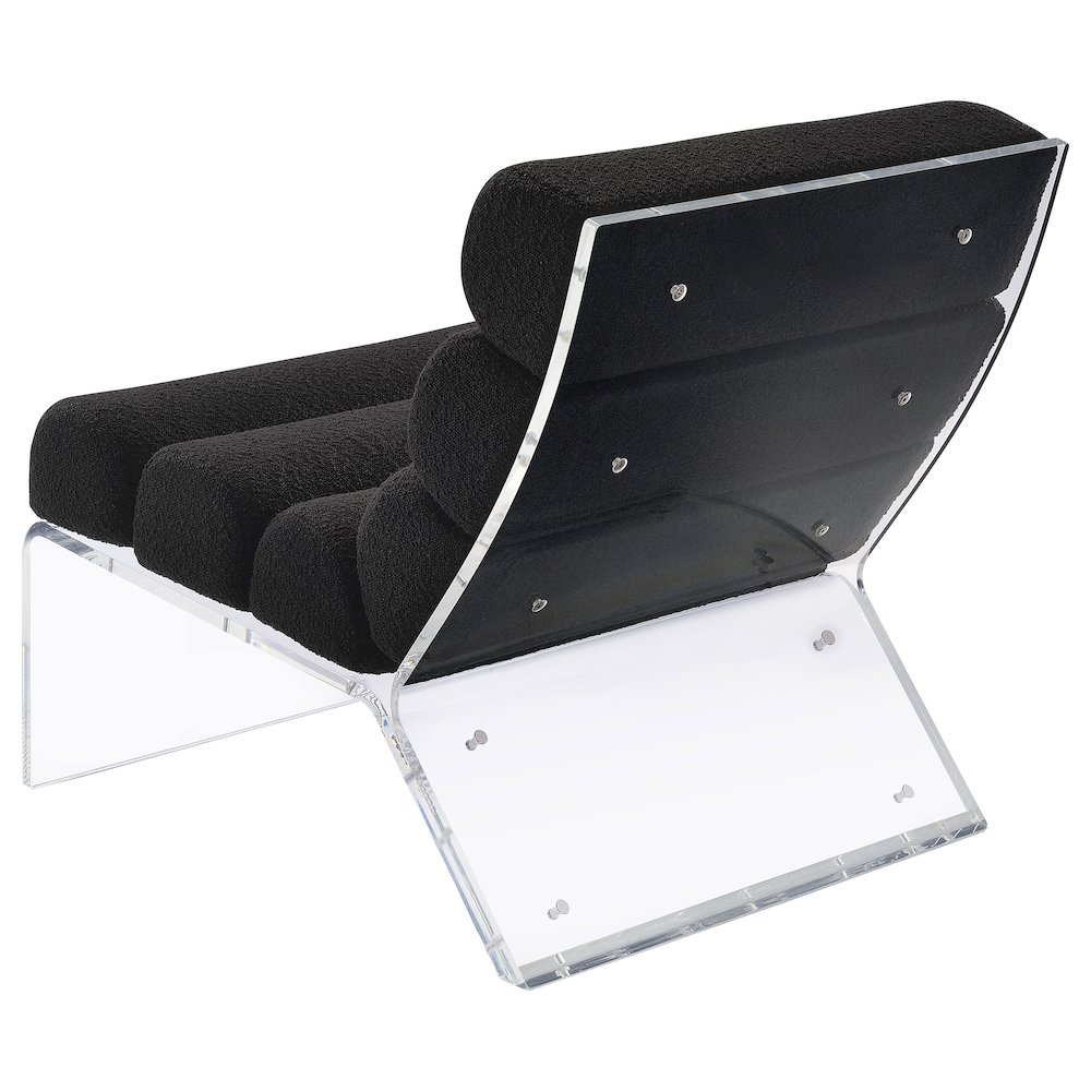 Serreta Boucle Upholstered Armless Acrylic Chair Black. Picture 6