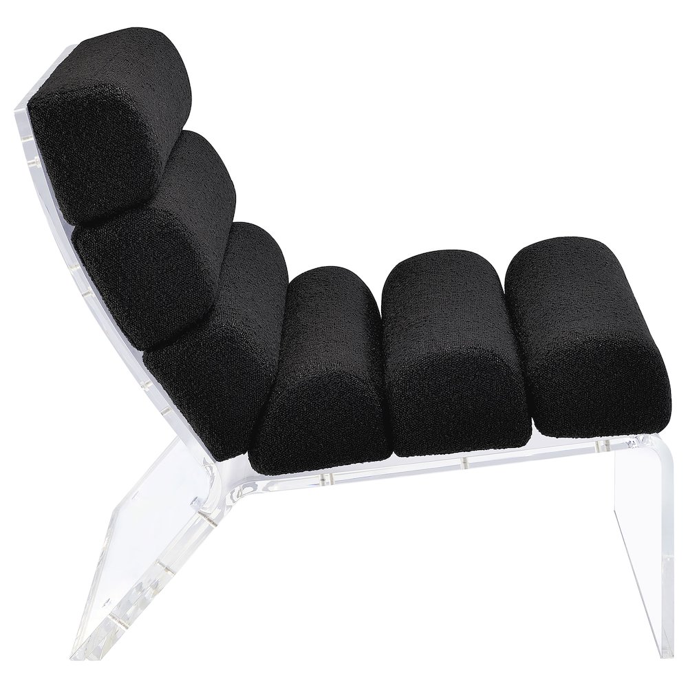 Serreta Boucle Upholstered Armless Acrylic Chair Black. Picture 9
