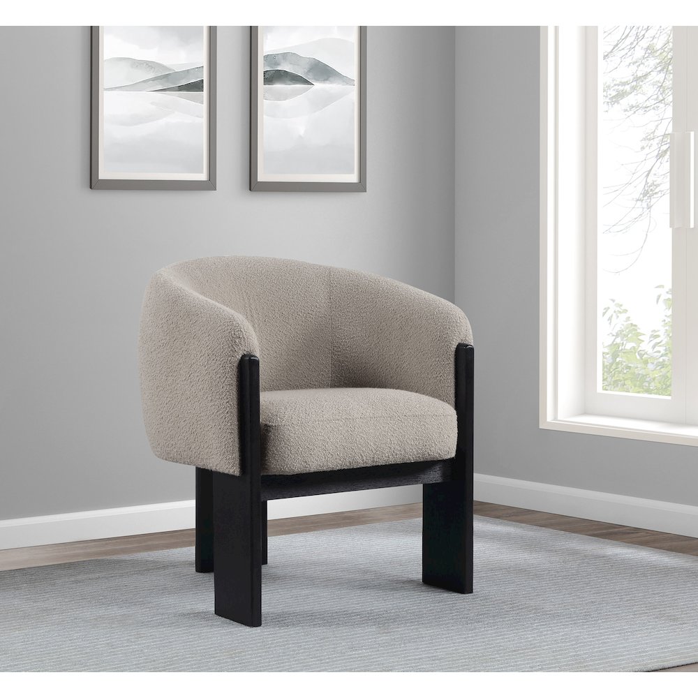 Valdez Boucle Upholstered Barrel Back Accent Chair Beige. Picture 10