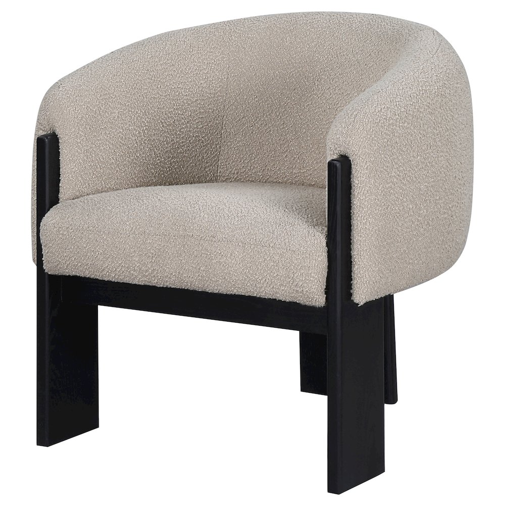Valdez Boucle Upholstered Barrel Back Accent Chair Beige. Picture 4