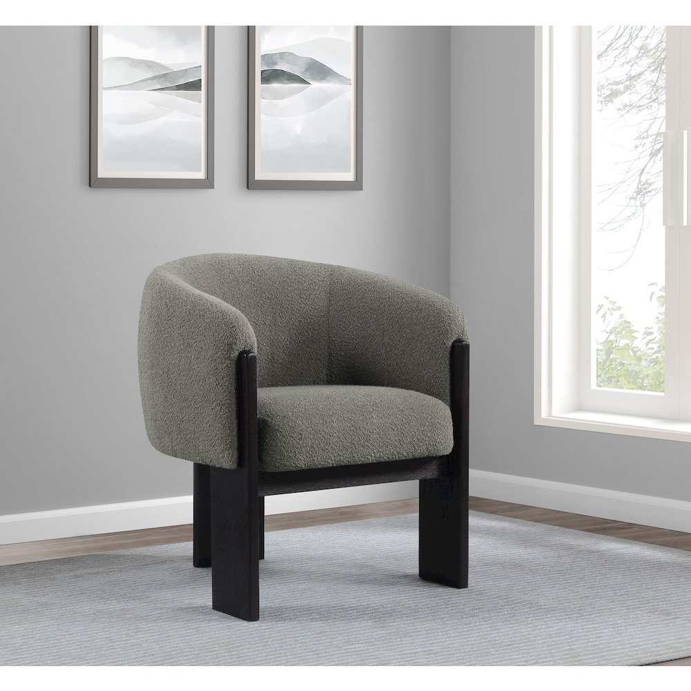 Valdez Boucle Upholstered Barrel Back Accent Chair Brown. Picture 10