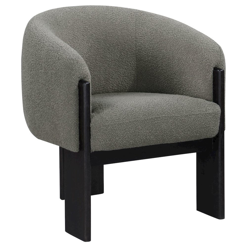 Valdez Boucle Upholstered Barrel Back Accent Chair Brown. Picture 1