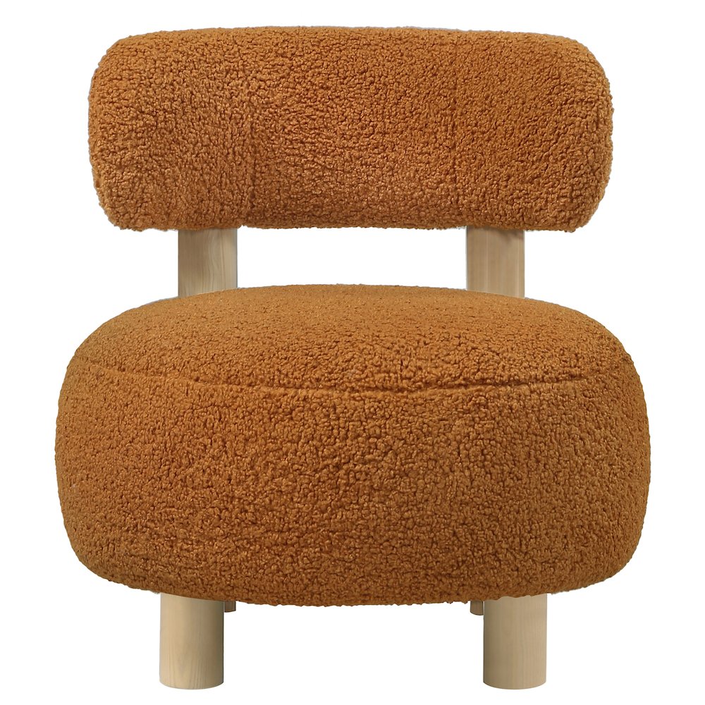 Zonie Boucle Upholstered Barrel Back Accent Chair Orange. Picture 3
