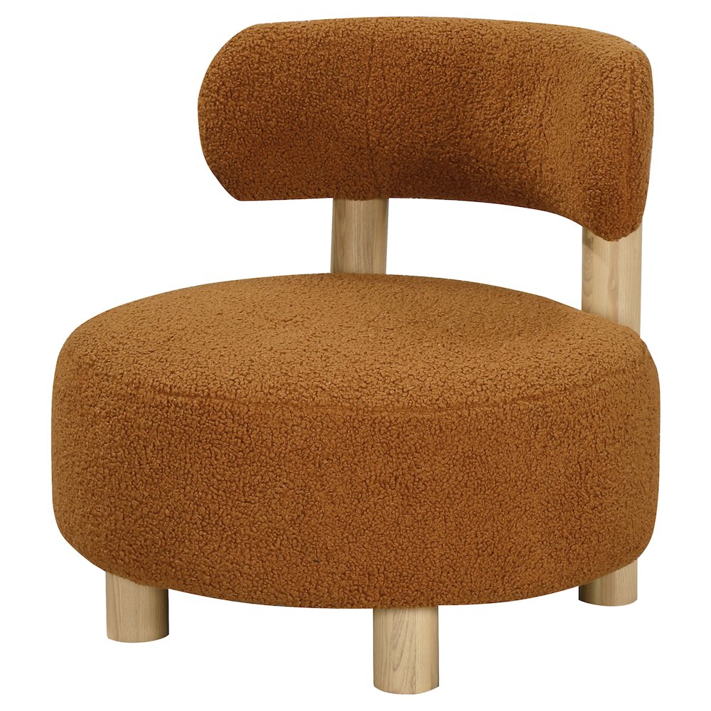 Zonie Boucle Upholstered Barrel Back Accent Chair Orange. Picture 4