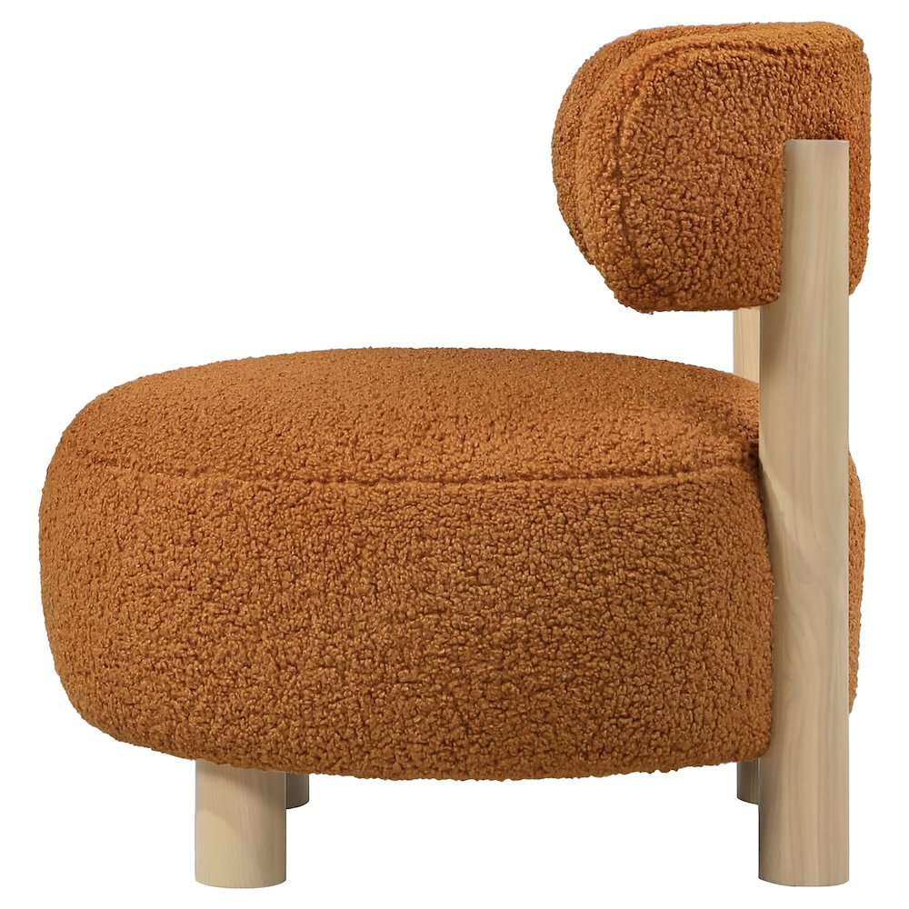 Zonie Boucle Upholstered Barrel Back Accent Chair Orange. Picture 5
