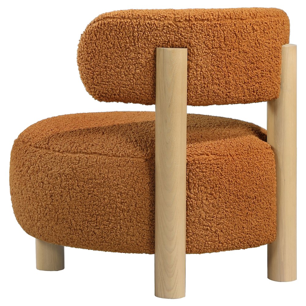 Zonie Boucle Upholstered Barrel Back Accent Chair Orange. Picture 6