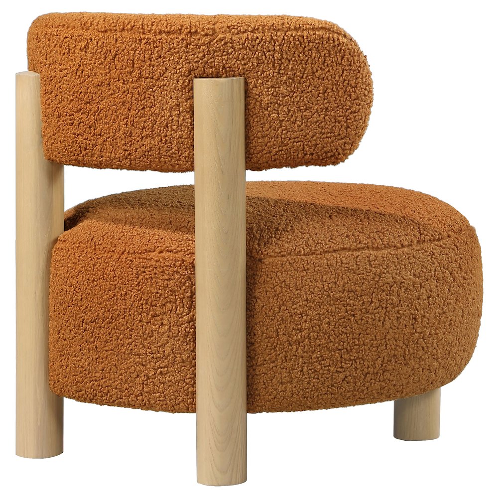 Zonie Boucle Upholstered Barrel Back Accent Chair Orange. Picture 8