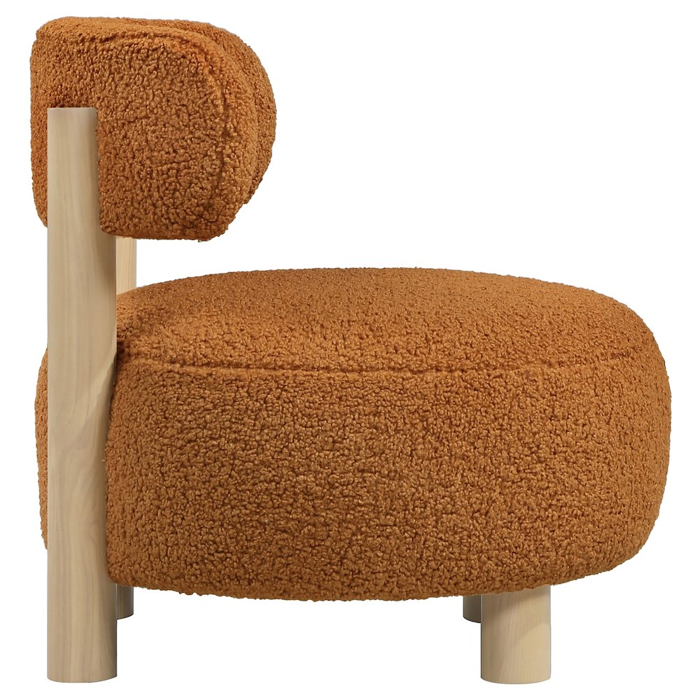 Zonie Boucle Upholstered Barrel Back Accent Chair Orange. Picture 9