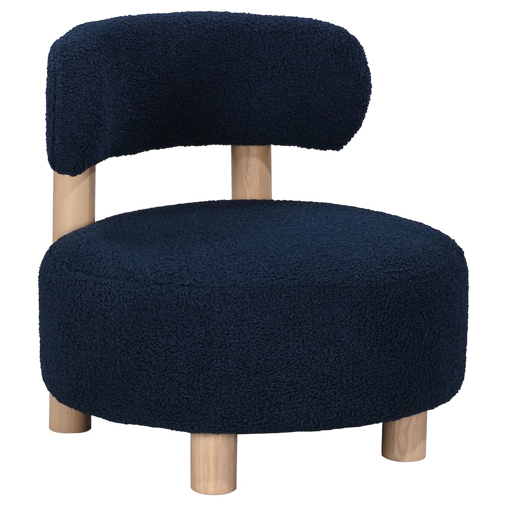 Zonie Boucle Upholstered Barrel Back Accent Chair Blue. Picture 1