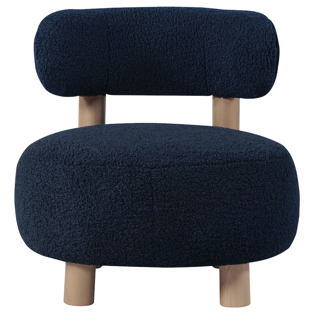 Zonie Boucle Upholstered Barrel Back Accent Chair Blue. Picture 3