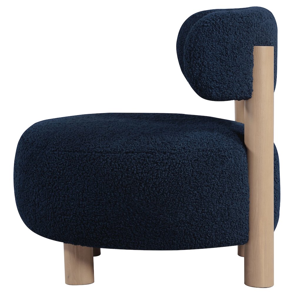 Zonie Boucle Upholstered Barrel Back Accent Chair Blue. Picture 5