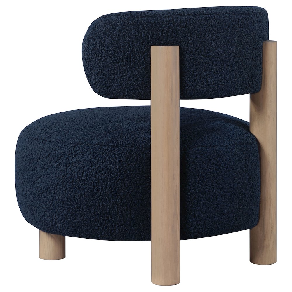 Zonie Boucle Upholstered Barrel Back Accent Chair Blue. Picture 6