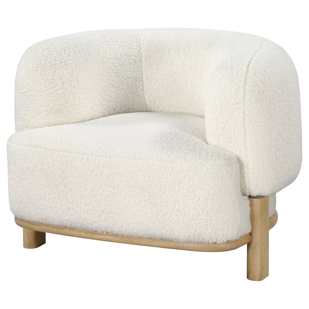 Lawler Upholstered Barrel Back Accent Chair Ivory. Picture 4