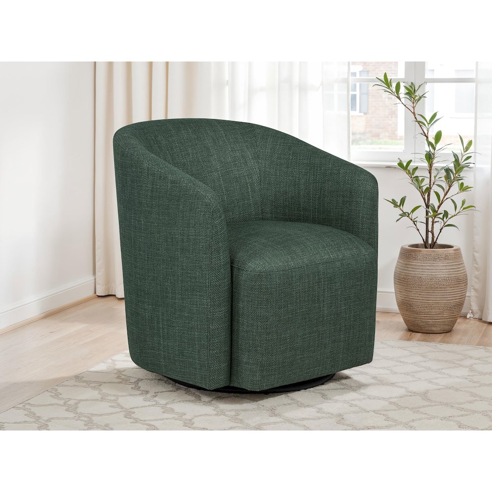 Mossbrook Fabric Upholstered Swivel Accent Chair Green. Picture 2
