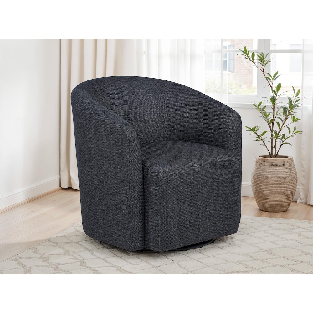 Mossbrook Fabric Upholstered Swivel Accent Chair Anthracite. Picture 2