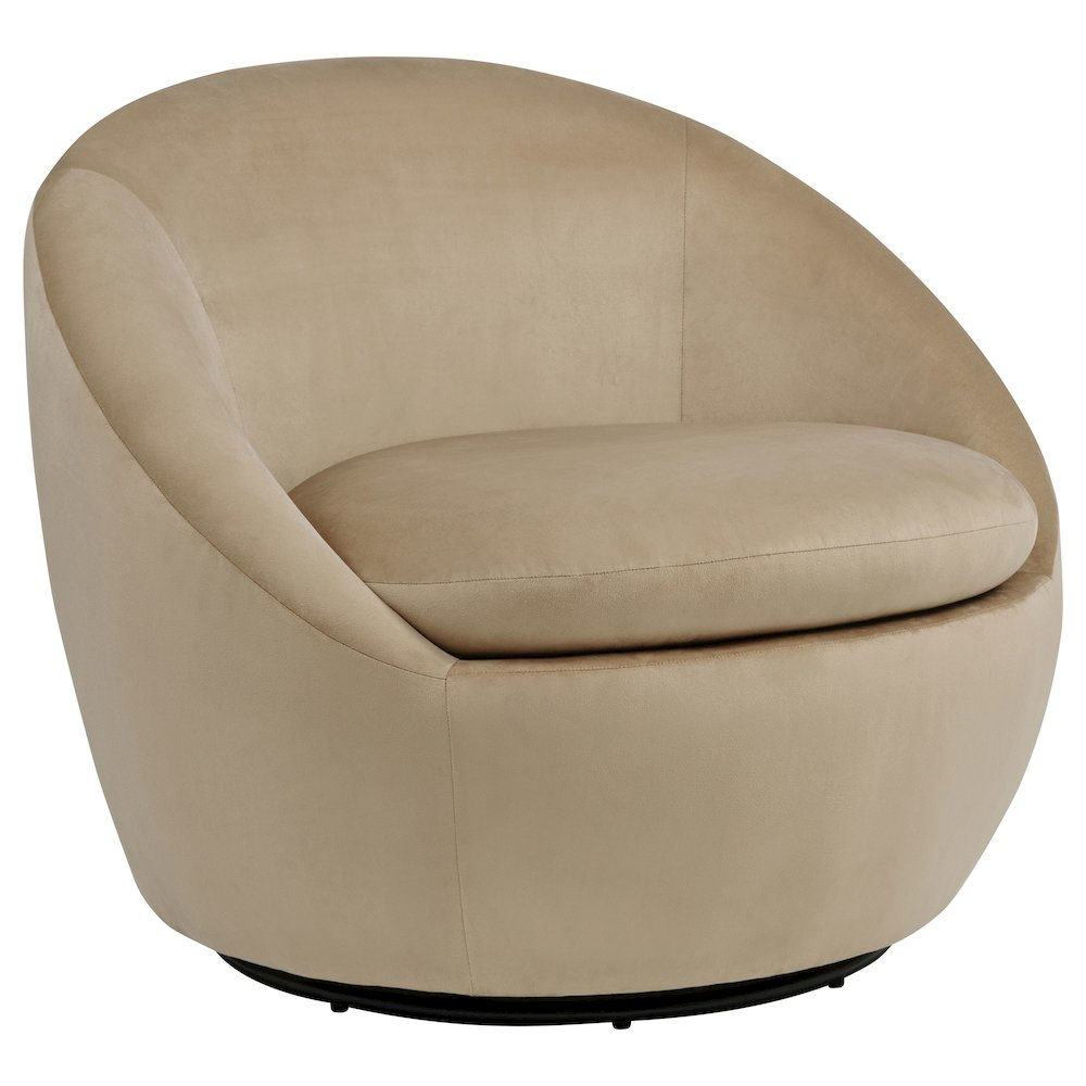Myernick Velvet Upholstered Swivel Accent Chair Camel. Picture 1
