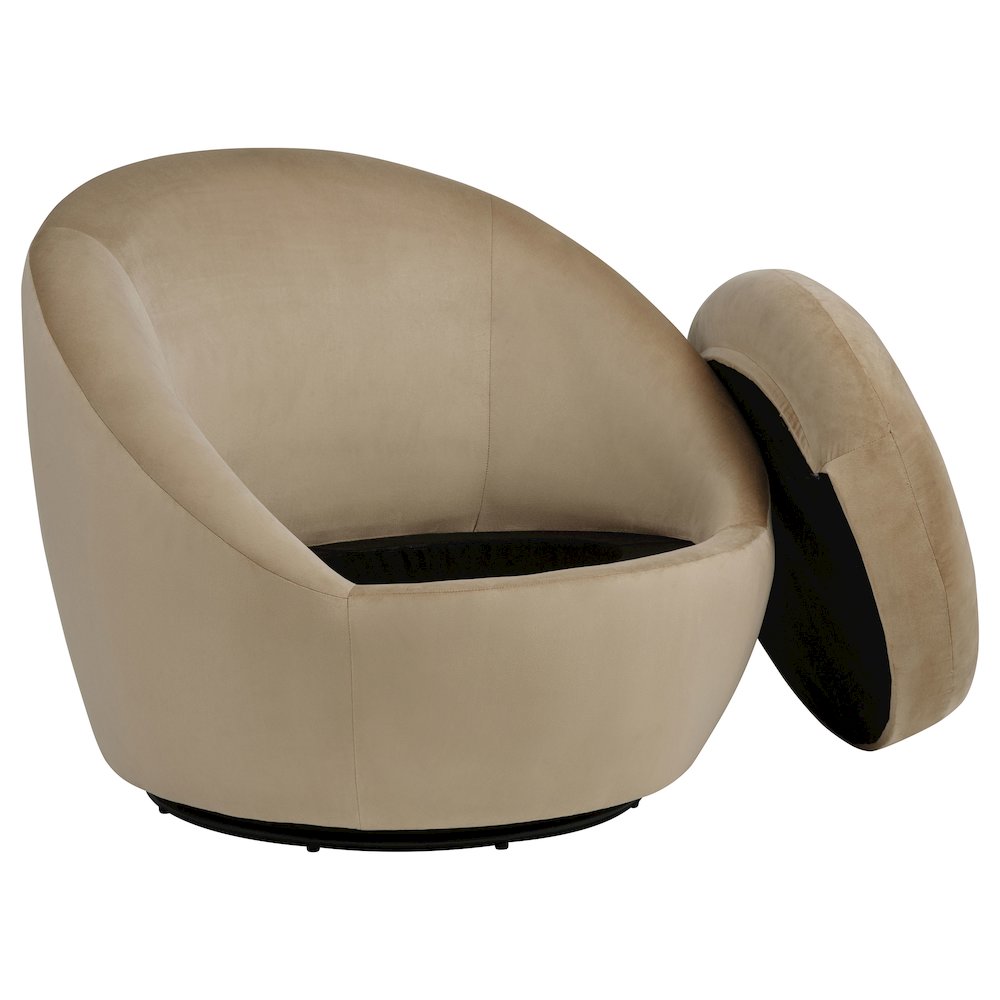 Myernick Velvet Upholstered Swivel Accent Chair Camel. Picture 2