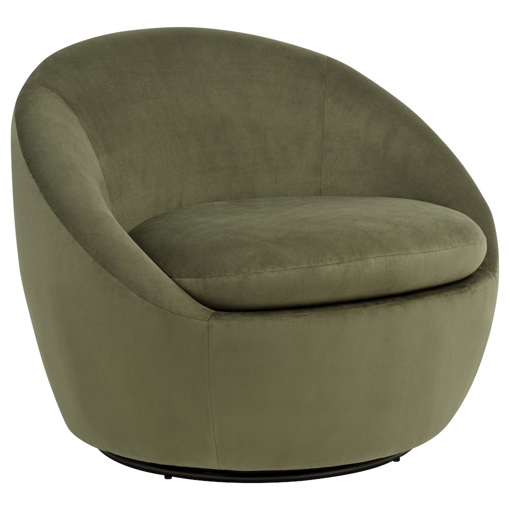Myernick Velvet Upholstered Swivel Accent Chair Olive. Picture 1