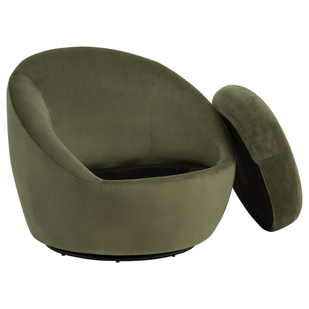 Myernick Velvet Upholstered Swivel Accent Chair Olive. Picture 2