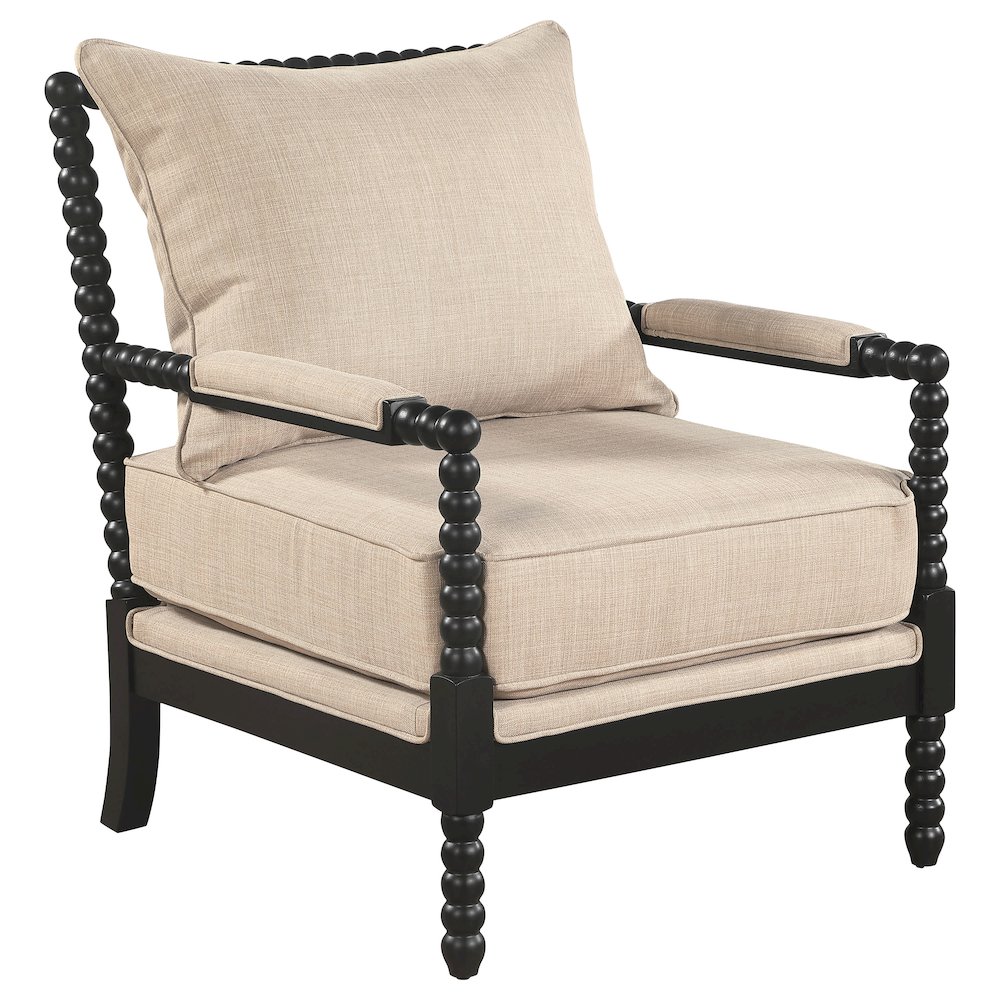 Blanchett Upholstered Bobbin Accent Chair Beige and Black. Picture 1
