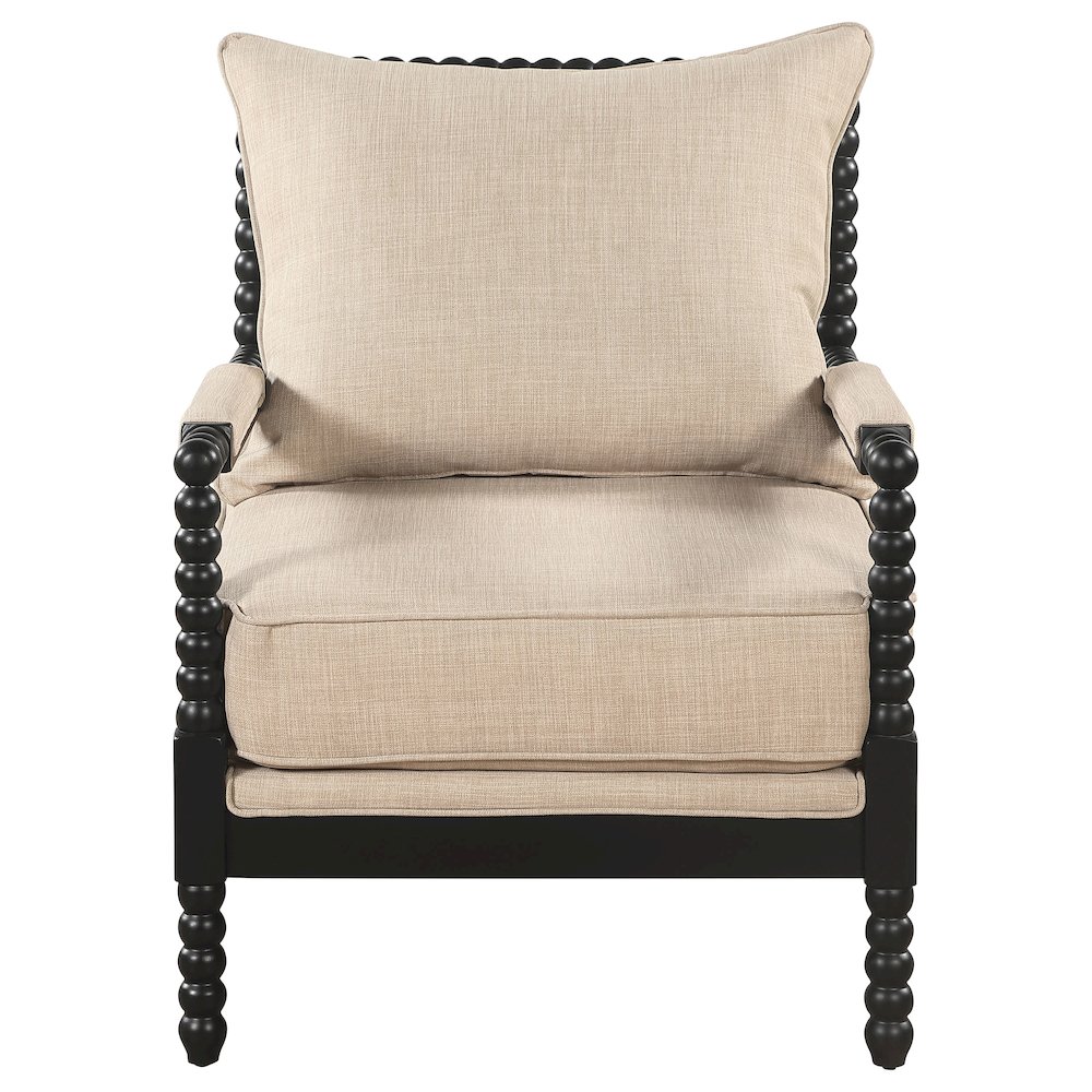 Blanchett Upholstered Bobbin Accent Chair Beige and Black. Picture 3