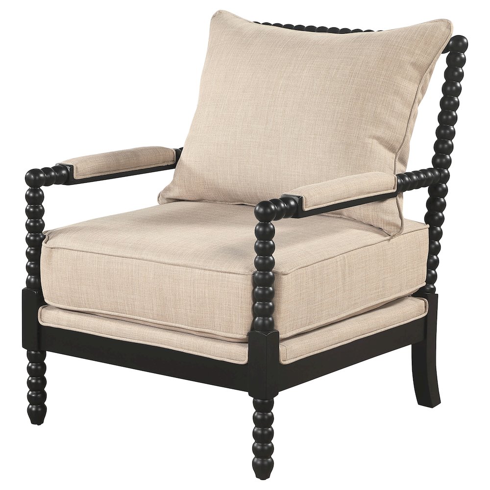 Blanchett Upholstered Bobbin Accent Chair Beige and Black. Picture 4