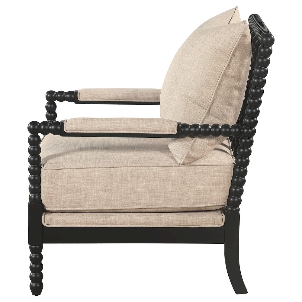 Blanchett Upholstered Bobbin Accent Chair Beige and Black. Picture 5