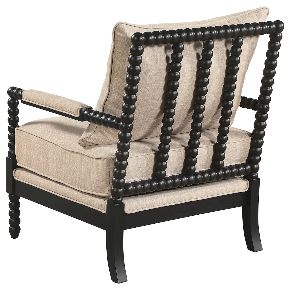 Blanchett Upholstered Bobbin Accent Chair Beige and Black. Picture 6